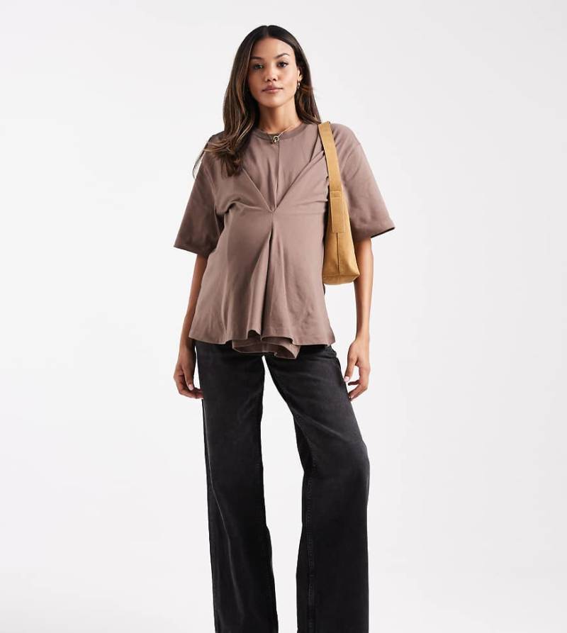 ASOS DESIGN Maternity ASOS DESIGN - Weite Dad-Jeans in verwaschenem Schwarz von ASOS Maternity