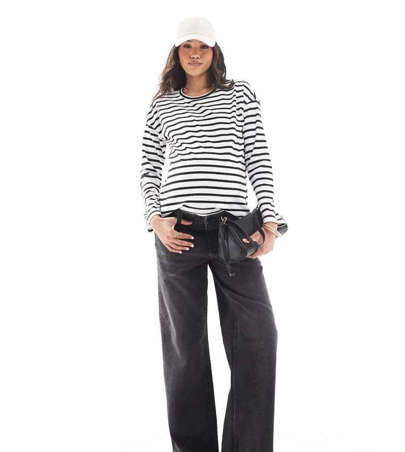 ASOS DESIGN Maternity ASOS DESIGN - Weite Dad-Jeans in verwaschenem Schwarz von ASOS Maternity