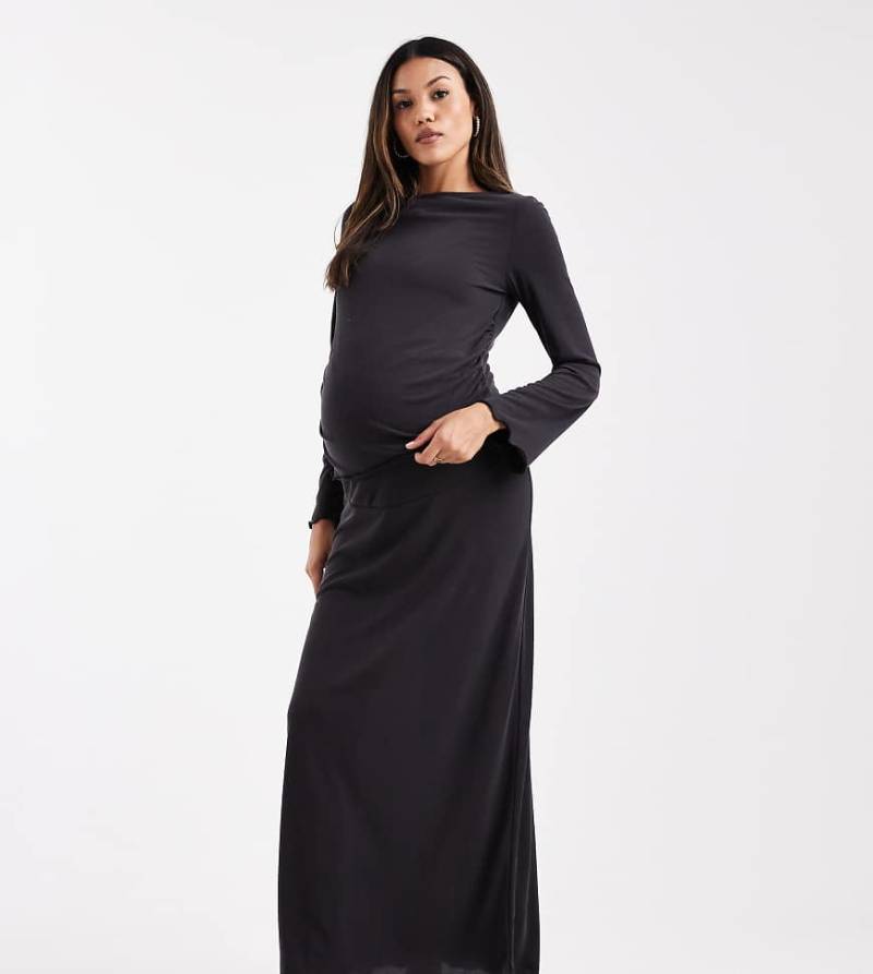 ASOS DESIGN Maternity - Anschmiegsamer Säulen-Maxirock aus Modal in Schwarz, Kombiteil, Umstandsmode von ASOS Maternity