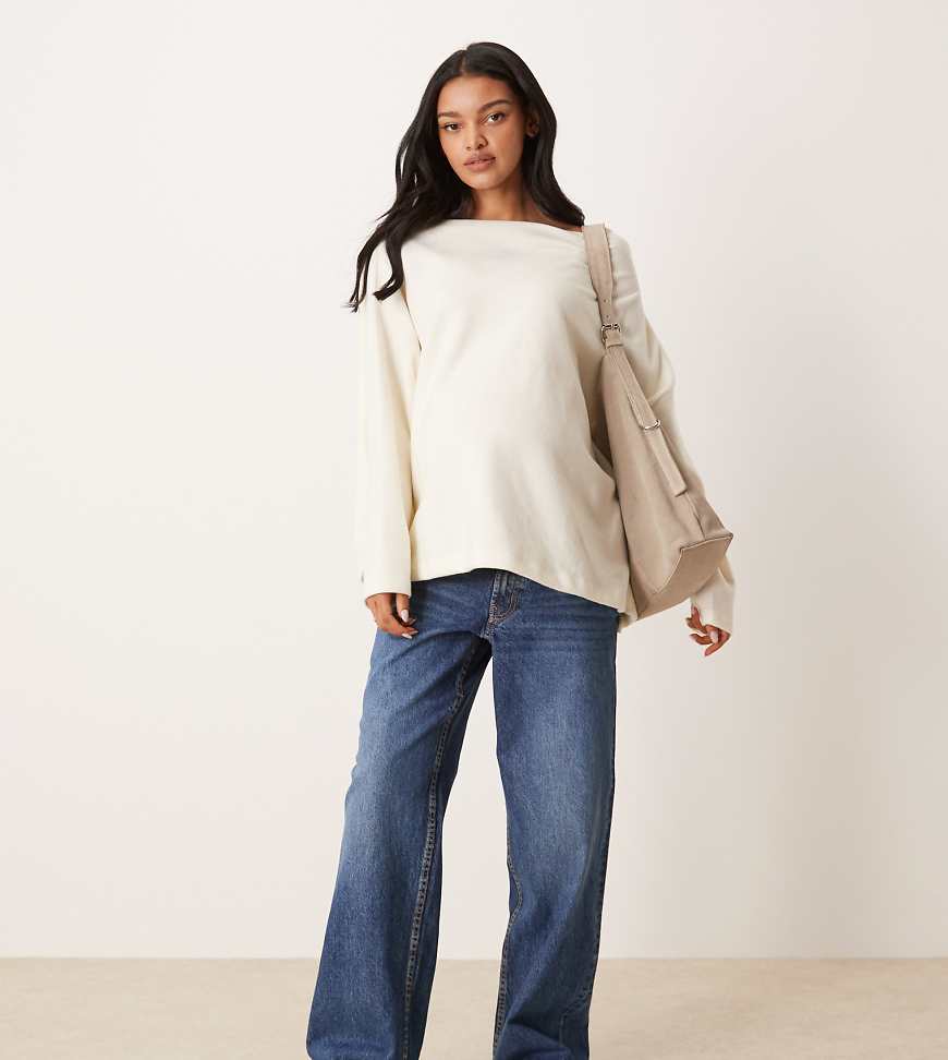 ASOS DESIGN Maternity - Baggy-Jeans in Dunkelblau mit weitem Bein von ASOS Maternity
