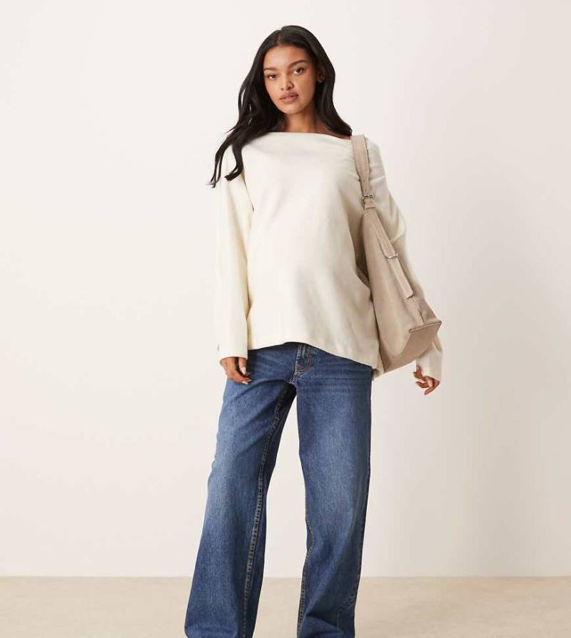 ASOS DESIGN Maternity - Baggy-Jeans in Dunkelblau mit weitem Bein von ASOS Maternity