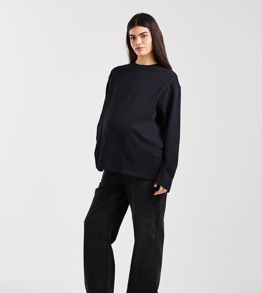 ASOS DESIGN Maternity - Langärmliges Shirt in Schwarz-Bunt von ASOS Maternity
