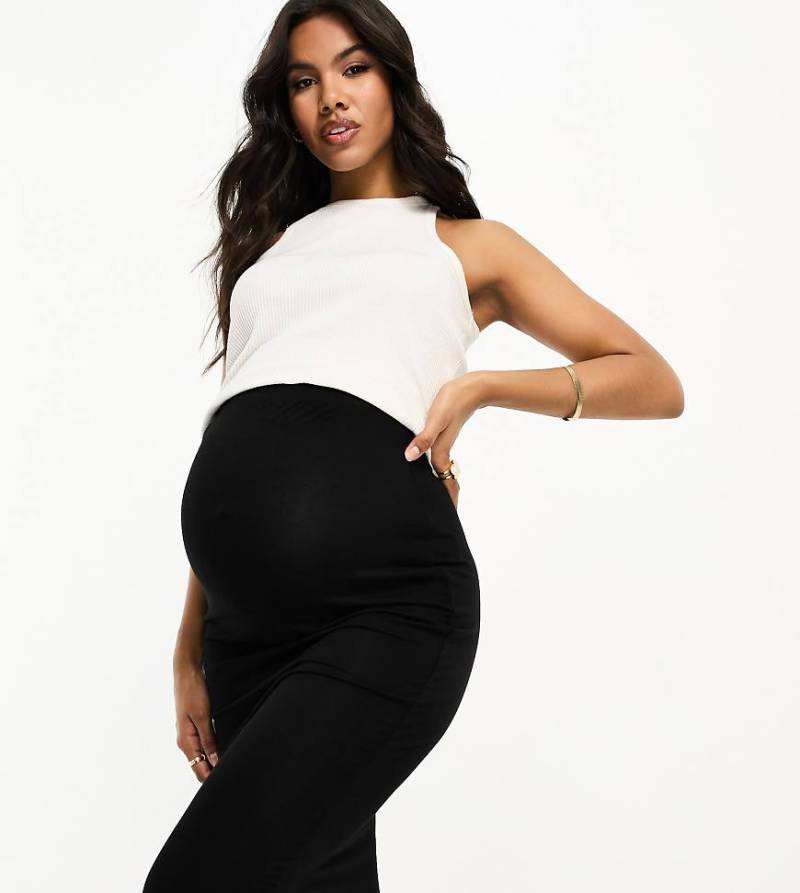 ASOS DESIGN Maternity - Midi-Bleistiftrock aus Jersey in Schwarz von ASOS Maternity