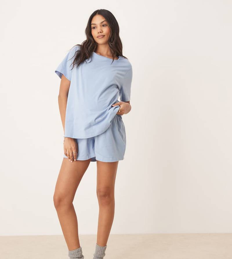 ASOS DESIGN Maternity - Mix & Match - Pyjama-Boxershorts in Blau von ASOS Maternity