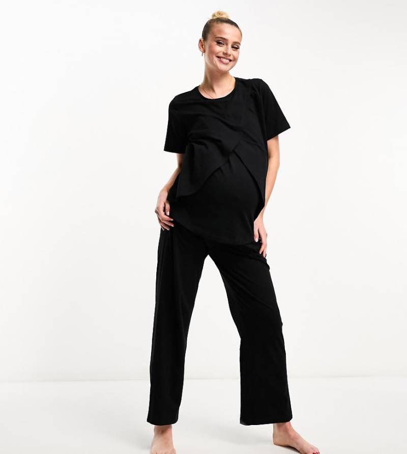 ASOS DESIGN Maternity - Mix & Match - Pyjama-Hose aus Baumwolle in Schwarz von ASOS Maternity