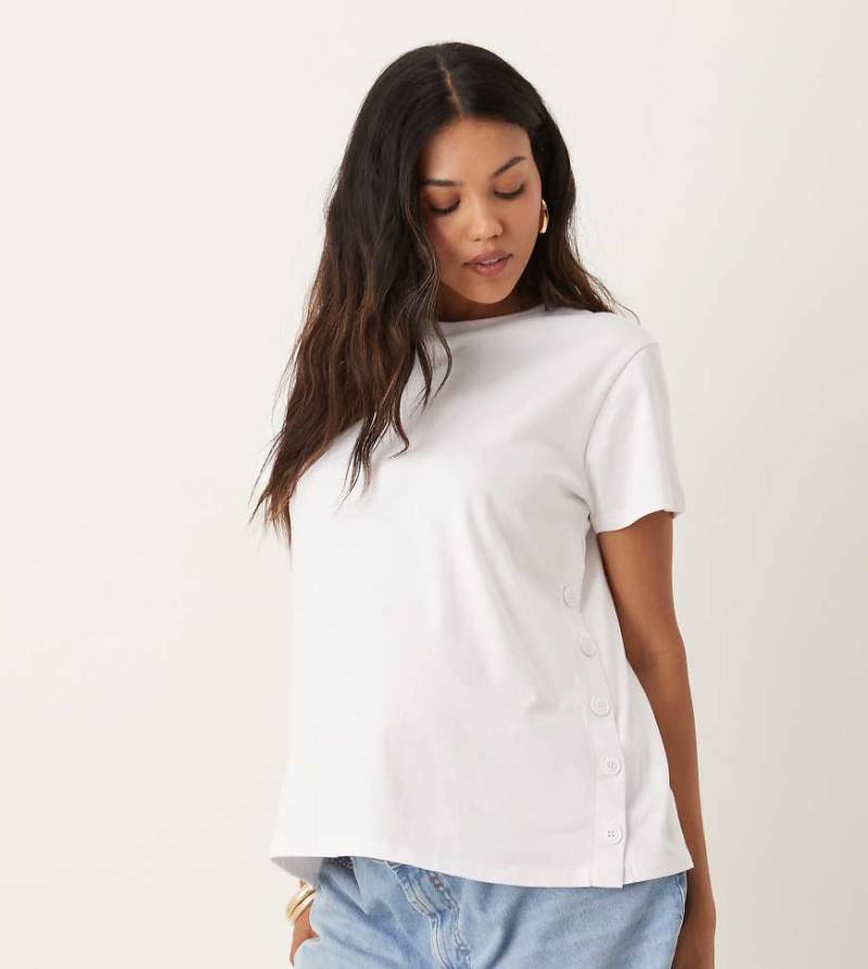 ASOS DESIGN Maternity - T-Shirt zum Stillen in Weiß von ASOS Maternity