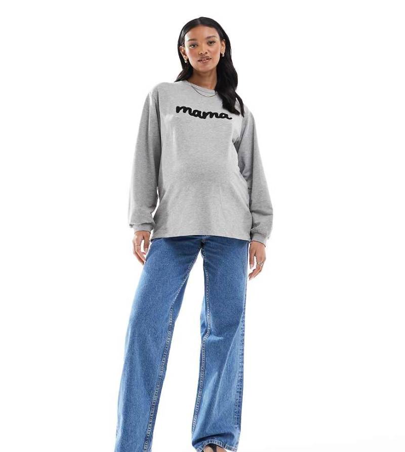 ASOS DESIGN Maternity - Weite Dad-Jeans in schlichtem Blau von ASOS Maternity