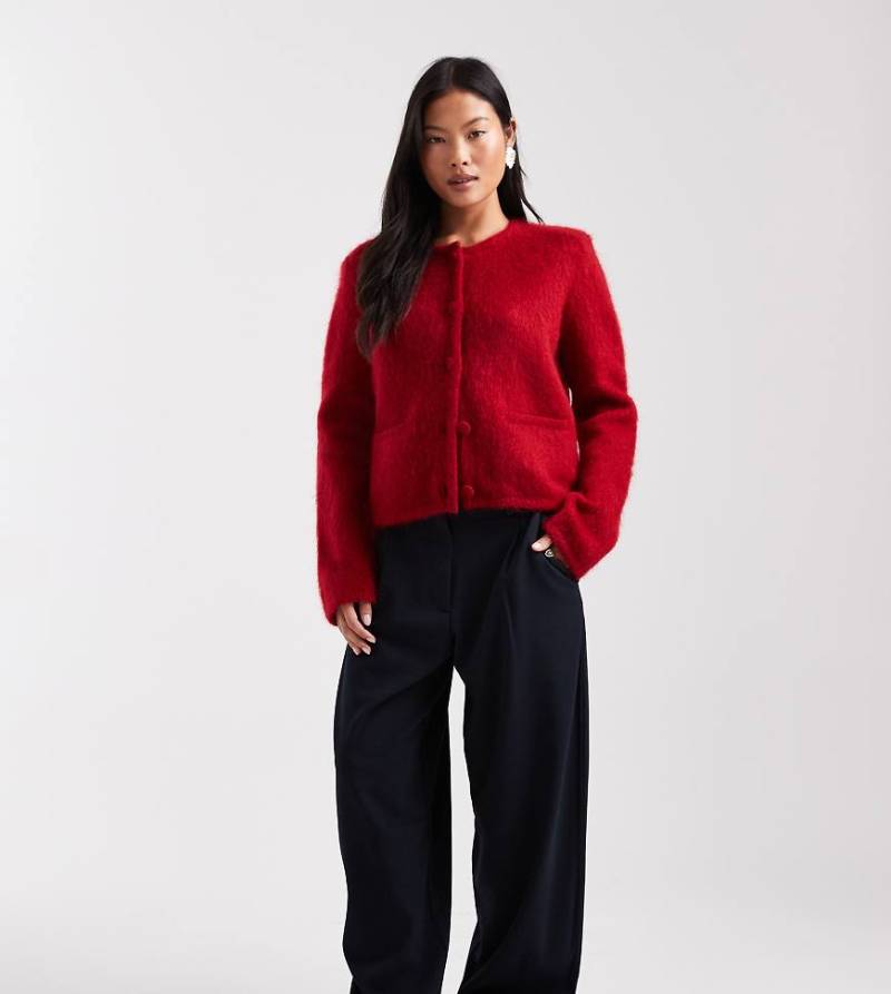 ASOS DESIGN Petite - Elegante, bogenförmige Barrel-Leg-Hose in Marineblau von ASOS Petite