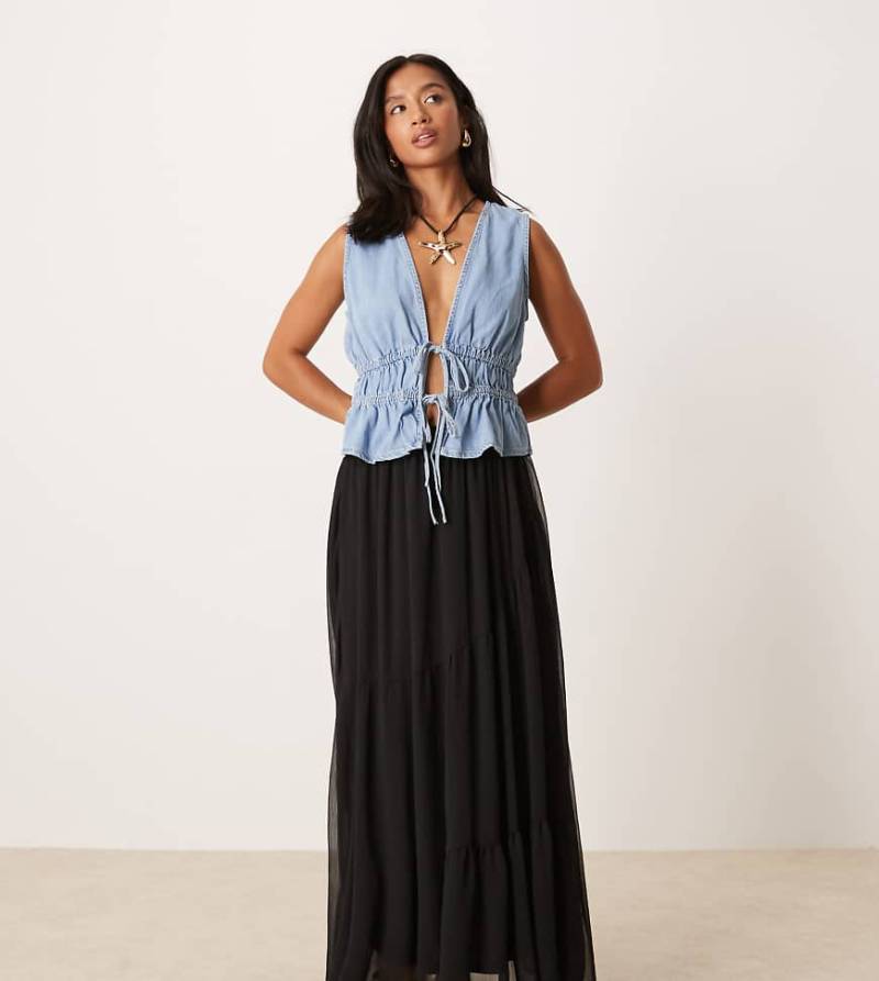 ASOS DESIGN Petite - Fließender, weicher Boho-Maxirock in Schwarz von ASOS Petite