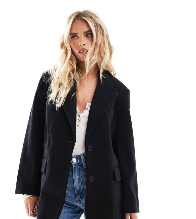 ASOS DESIGN Petite - Formeller Blazer in Schwarz aus Wollimitat von ASOS Petite