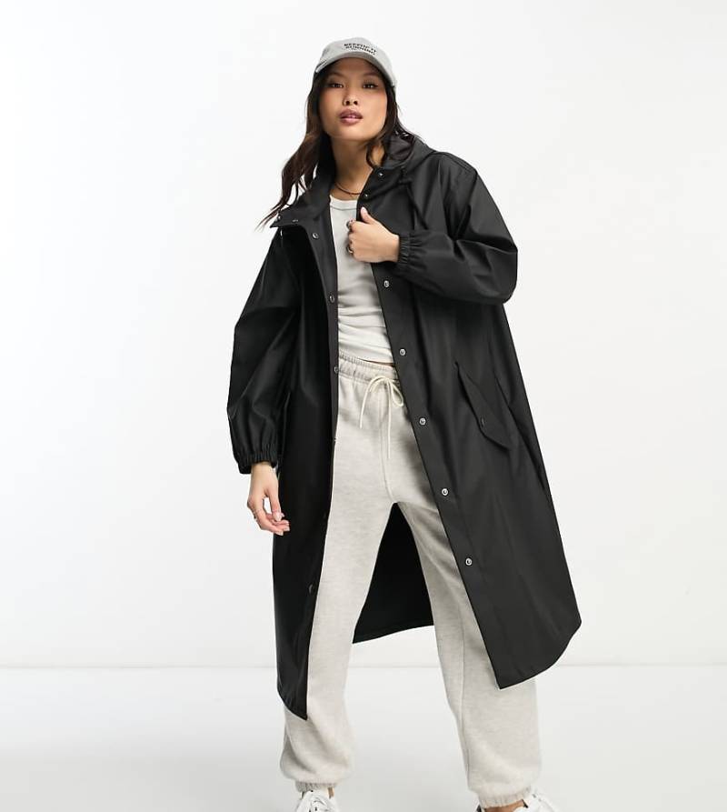 ASOS DESIGN Petite - Gummierter Parka in Schwarz von ASOS Petite