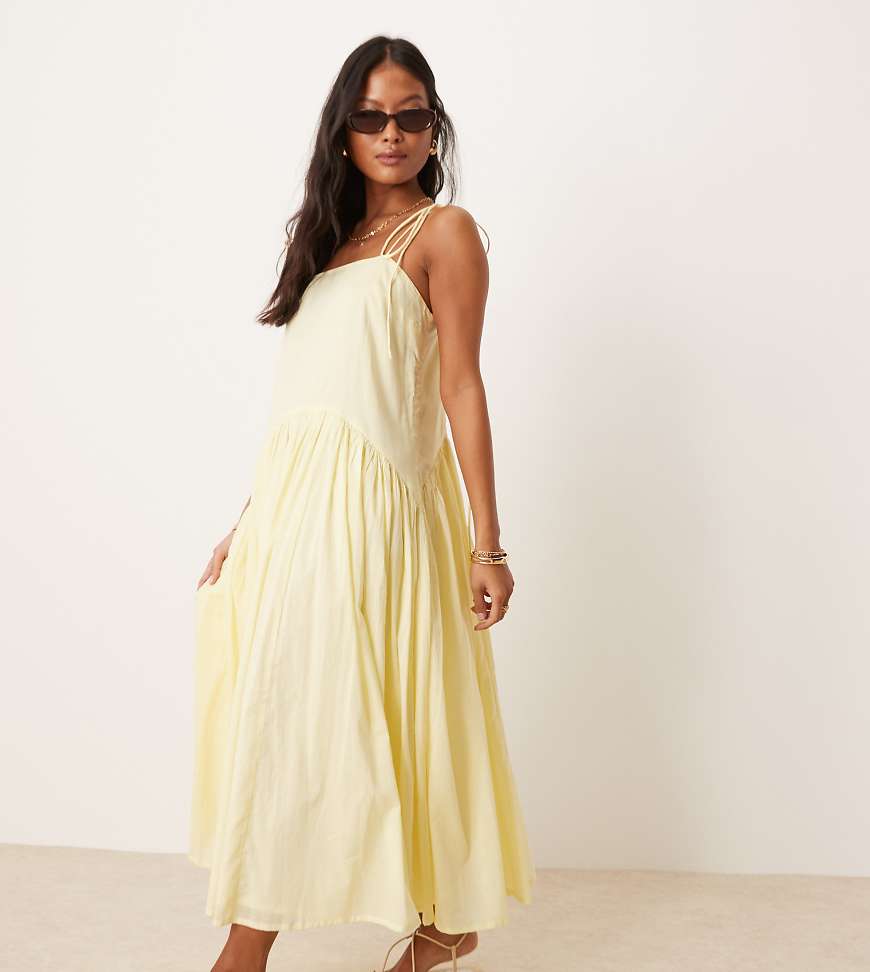 ASOS DESIGN Petite - Maxikleid in Zitronengelb mit tiefer Taille ASOS DESIGN Petite - Maxikleid in Zitronengelb mit tiefer Taille von ASOS Petite