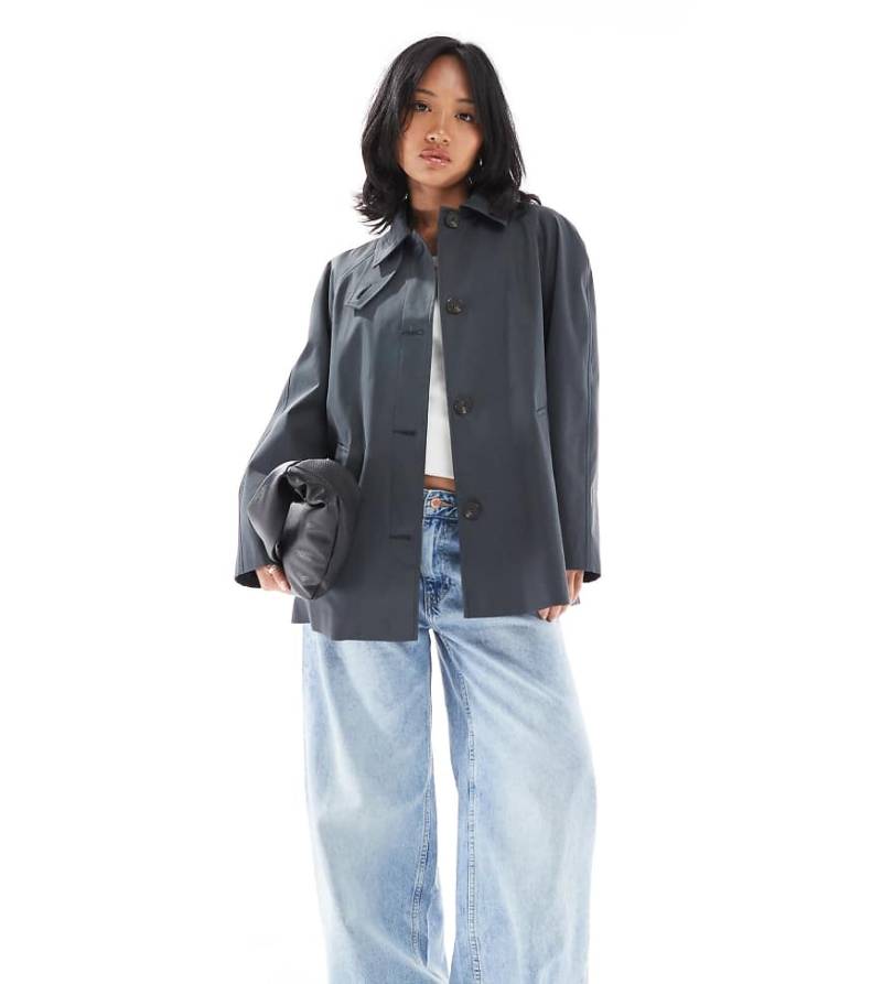 ASOS DESIGN Petite - Kurzer Trenchcoat in Marineblau von ASOS Petite
