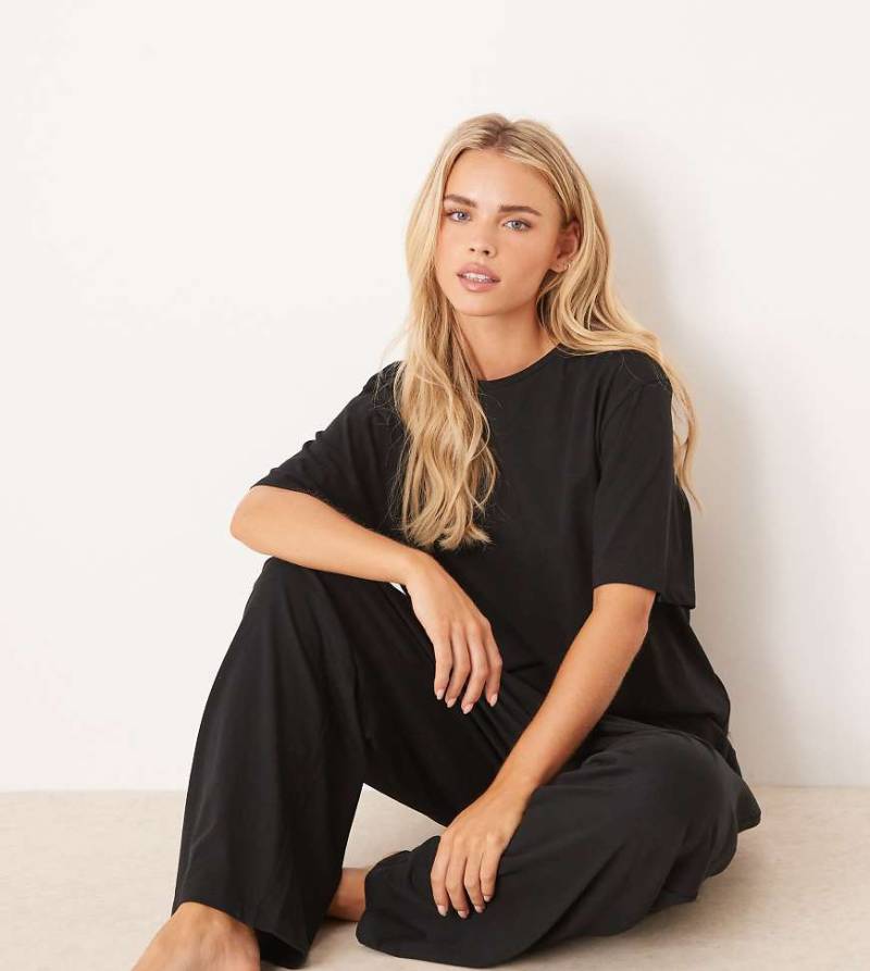 ASOS DESIGN Petite - Mix and Match - Pyjama-Hose aus Baumwolle in Schwarz von ASOS Petite