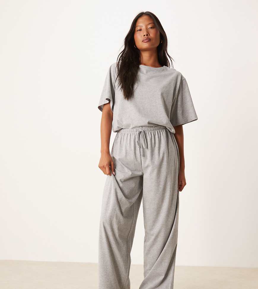 ASOS DESIGN Petite - Mix & Match - Pyjamahose aus Baumwolle in meliertem Grau von ASOS Petite