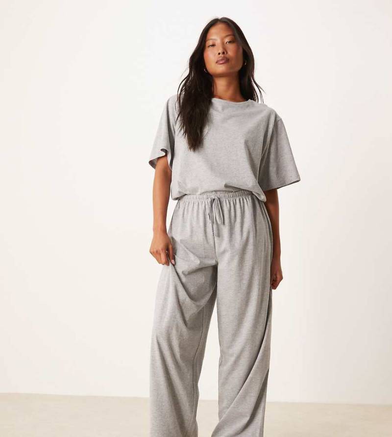 ASOS DESIGN Petite - Mix & Match - Pyjamahose aus Baumwolle in meliertem Grau von ASOS Petite