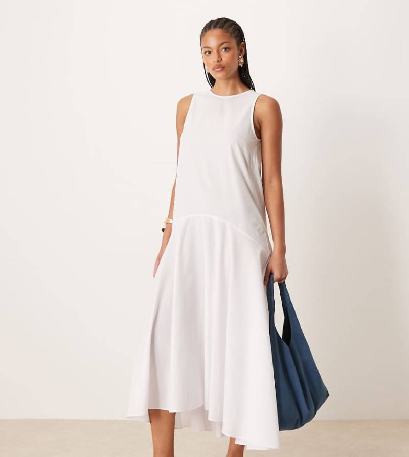 ASOS DESIGN Tall - Ärmelloses Maxikleid in Weiß mit tiefer Taille von ASOS Tall