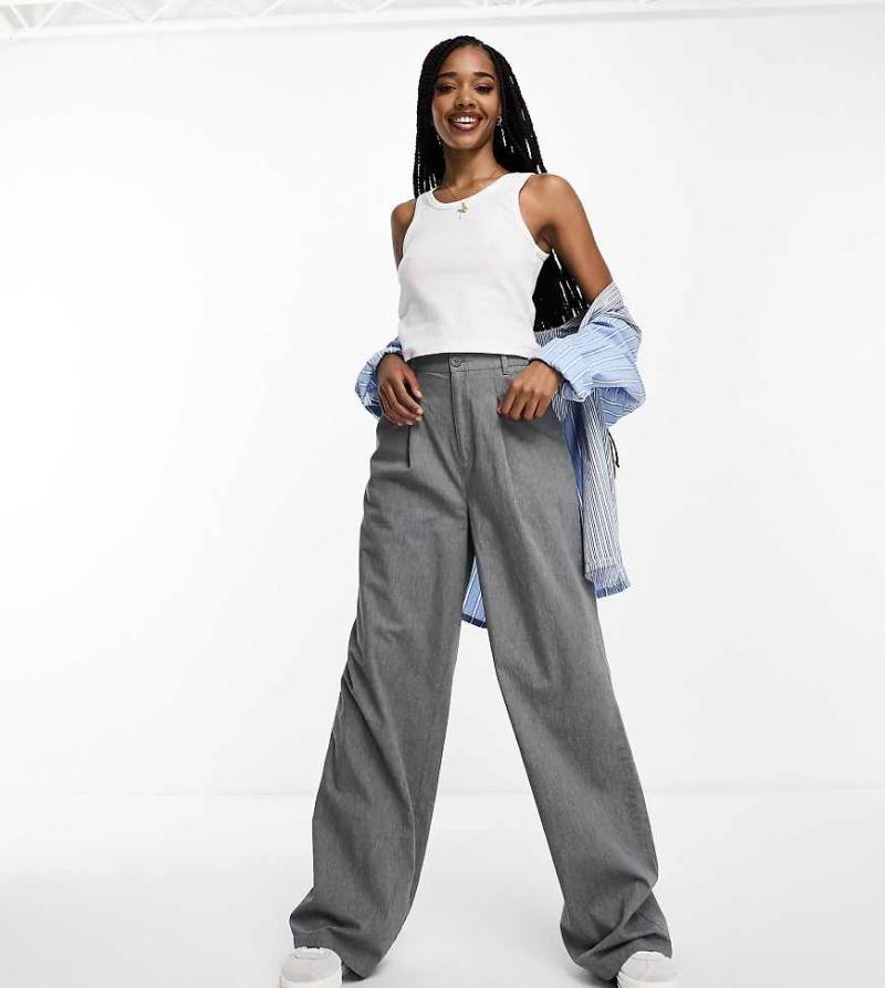 ASOS DESIGN Tall - Dad-Hose in Grau meliert mit weitem Schnitt von ASOS Tall