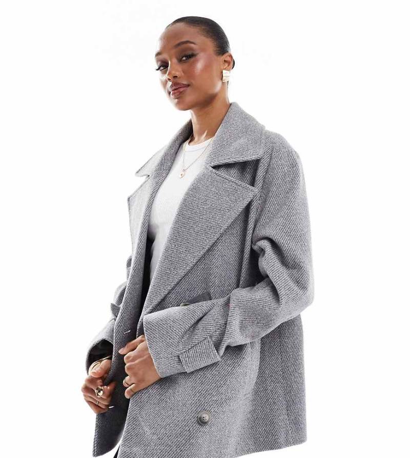 ASOS DESIGN Tall - Elegante Cabanjacke aus Wollimitat in Grau von ASOS Tall