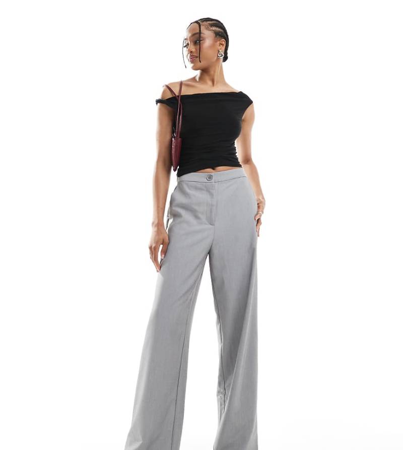 ASOS DESIGN Tall - Elegante Hose in Grau mit lockerem, geradem Schnitt von ASOS Tall