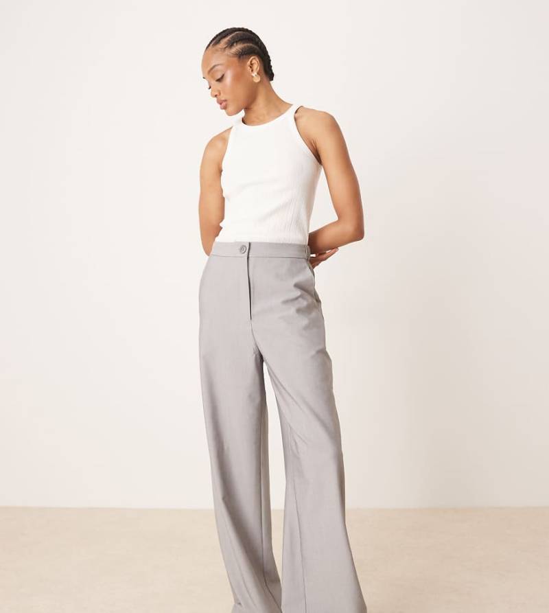ASOS DESIGN Tall - Elegante Hose in Grau mit lockerem, geradem Schnitt von ASOS Tall