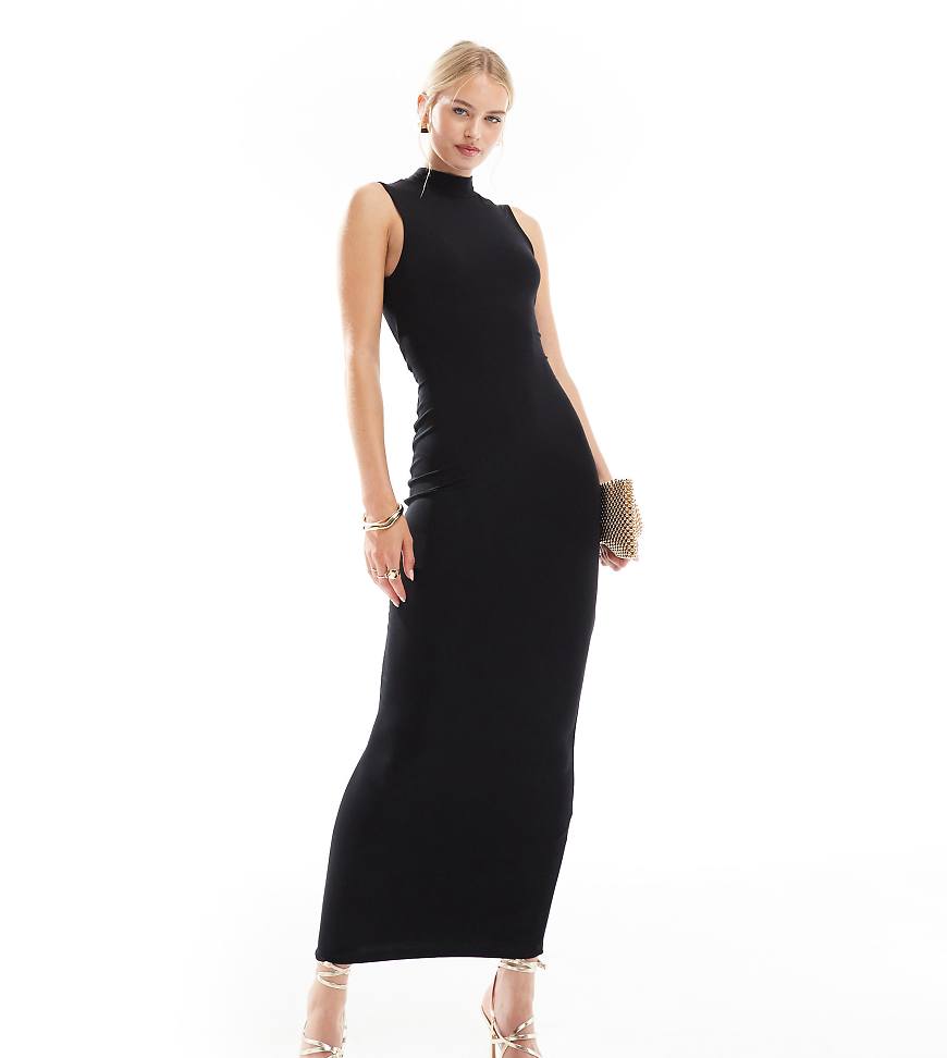 ASOS DESIGN Tall - Hochgeschlossenes, ärmelloses Maxikleid in Schwarz mit geradem Schnitt und Schleife am Rücken ASOS DESIGN Tall - Hochgeschlossenes, ärmelloses Maxikleid in Schwarz mit geradem Schnitt und Schleife am Rücken von ASOS Tall