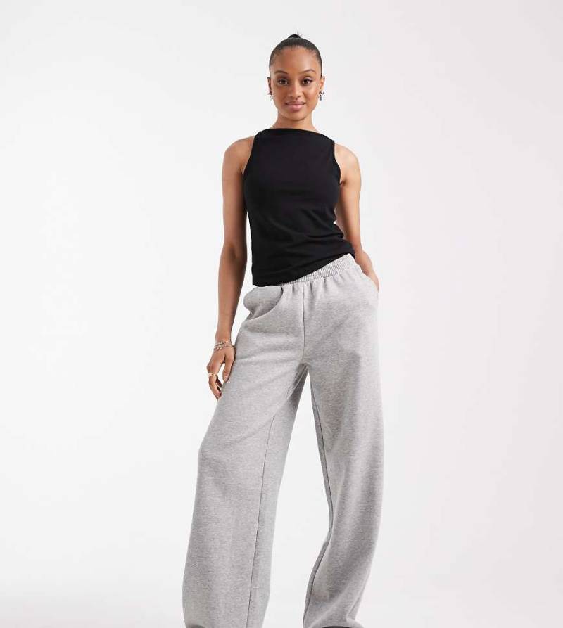 ASOS DESIGN Tall - Jogginghose in meliertem Grau mit weicher Innenseite und weitem Bein von ASOS Tall