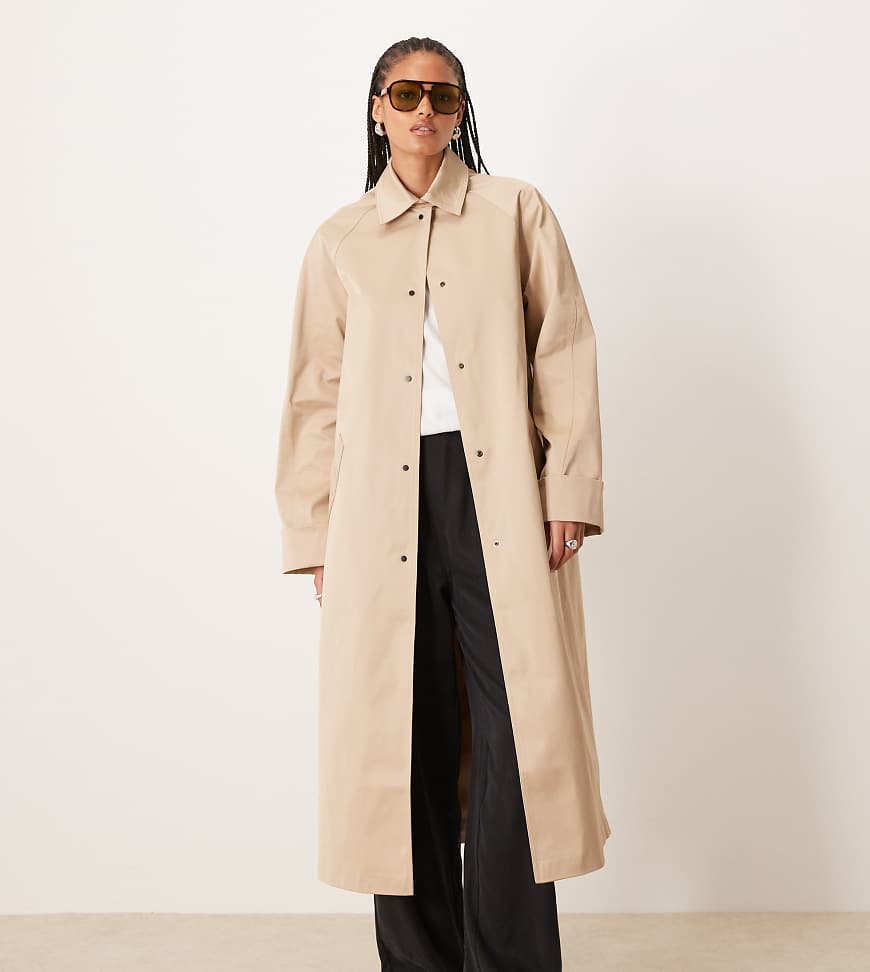 ASOS DESIGN Tall - Longline-Automantel im Trenchcoat-Stil in Sandbeige-Neutral von ASOS Tall