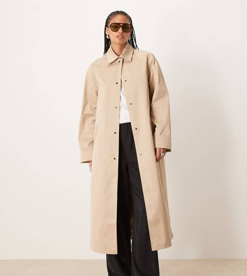 ASOS DESIGN Tall - Longline-Automantel im Trenchcoat-Stil in Sandbeige-Neutral von ASOS Tall