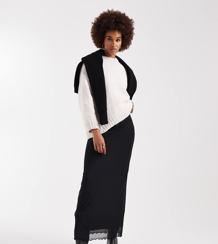 ASOS DESIGN Tall - Midirock aus Netzstoff in Schwarz von ASOS Tall