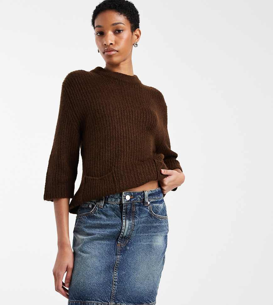 ASOS DESIGN Tall - Mini-Jeansrock in Vintage-Blau mit hohem Bund von ASOS Tall