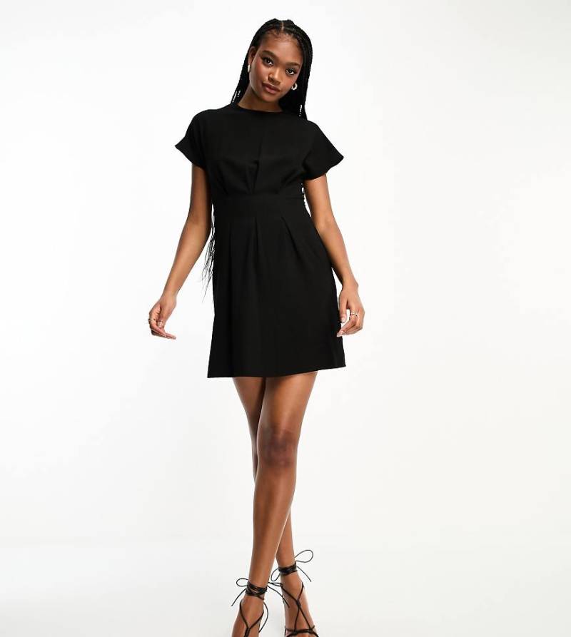 ASOS DESIGN Tall - Minikleid mit geraffter Taille in Schwarz von ASOS Tall