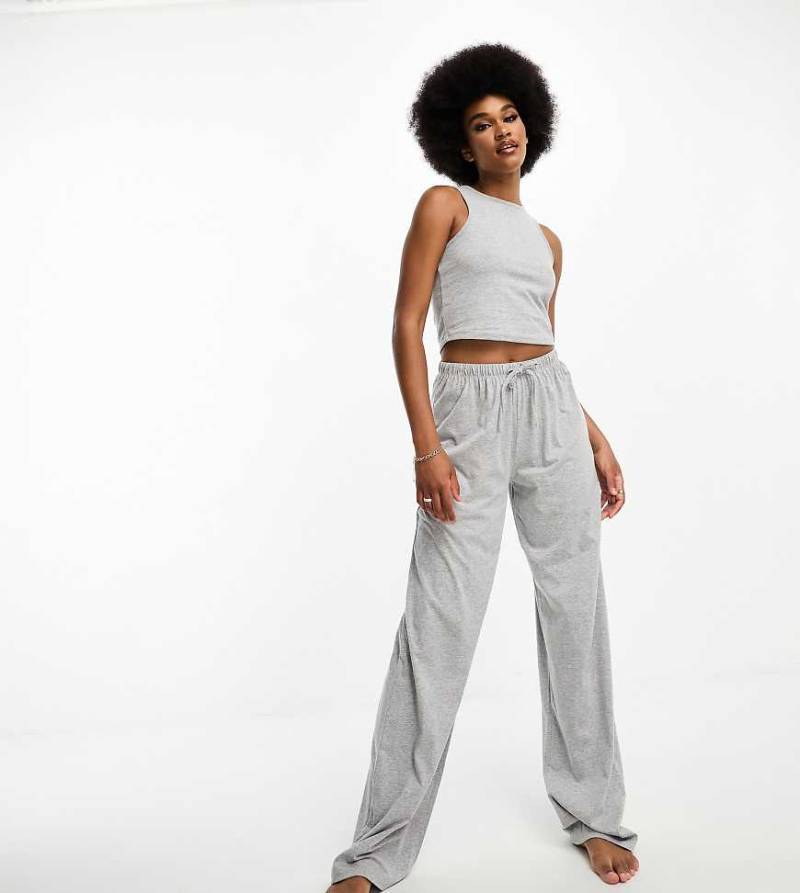 ASOS DESIGN Tall - Mix & Match - Pyjamahose aus Baumwolle in meliertem Grau von ASOS Tall
