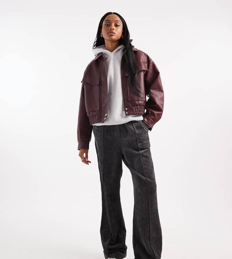 ASOS DESIGN Tall - Schlupfhose aus Cord in Grau von ASOS Tall