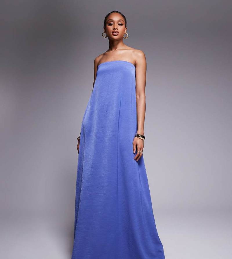 ASOS DESIGN Tall - Trägerloses Trapez-Maxikleid aus Satin in Flieder-Blau-Lila ASOS DESIGN Tall - Trägerloses Trapez-Maxikleid aus Satin in Flieder-Blau-Lila von ASOS Tall