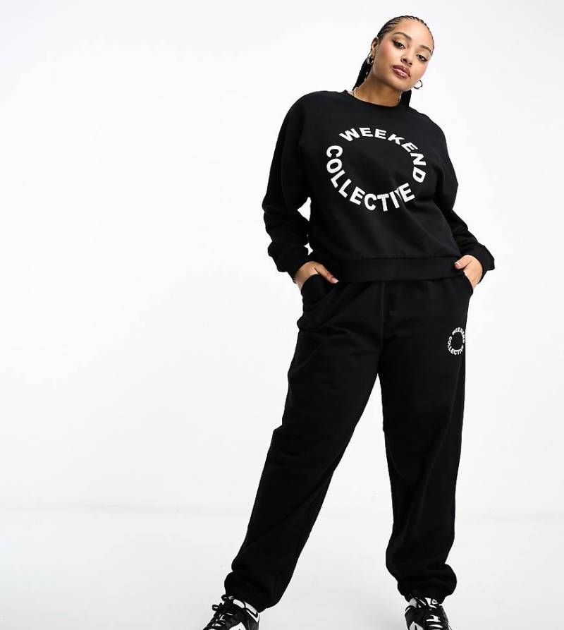 ASOS Curve - Weekend Collective - Oversize-Jogginghose in Schwarz mit Logo, Kombiteil von ASOS Weekend Collective