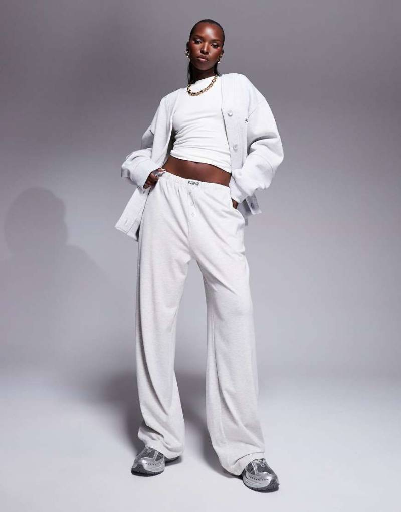 ASOS - Weekend Collective - Hose aus Baumwoll-Jersey in meliertem Grau mit weitem Bein von ASOS Weekend Collective