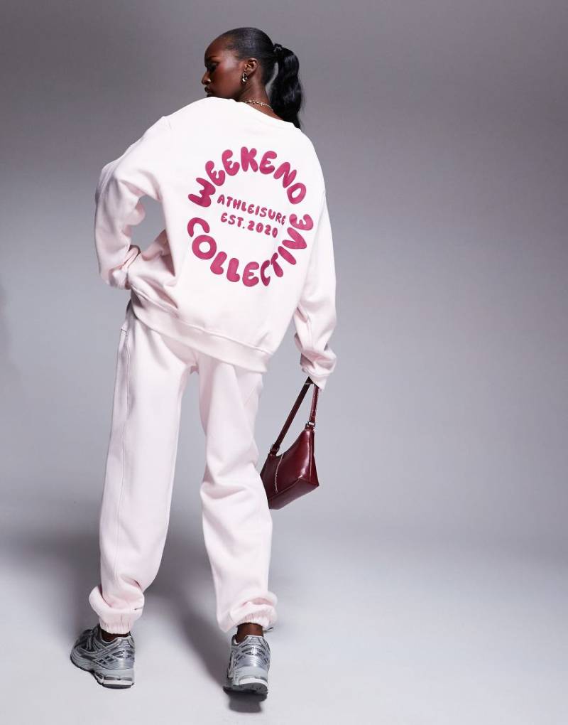 ASOS - Weekend Collective - Sweatshirt mit Ziernaht und rundem Bubble-Print in Rosa, Kombiteil von ASOS Weekend Collective