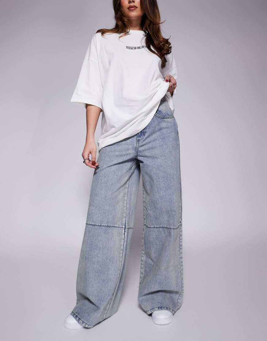 Weekend Collective - Weit geschnittene Jeans in Mittelblau mit Quernaht Weekend Collective - Weit geschnittene Jeans in Mittelblau mit Quernaht von ASOS Weekend Collective