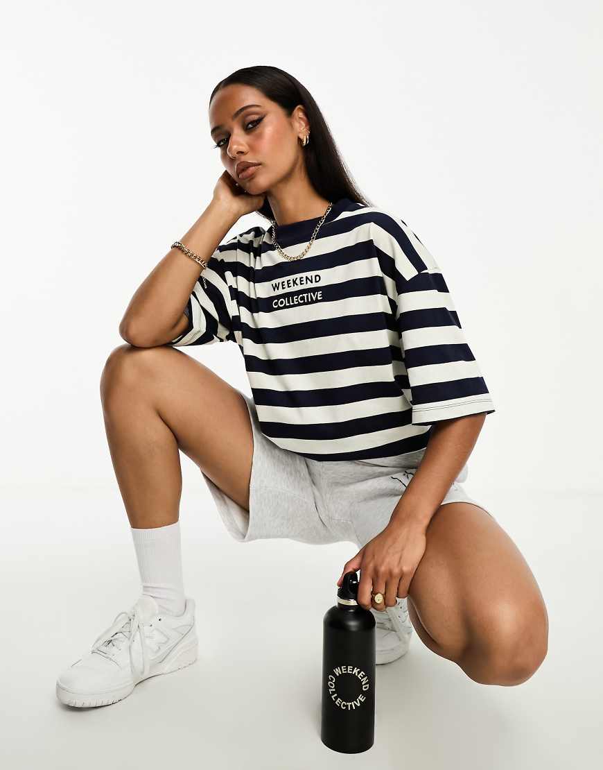 ASOS Weekend Collective - T-Shirt mit Breton-Streifen in Marineblau und Cremeweiß-Bunt ASOS Weekend Collective - T-Shirt mit Breton-Streifen in Marineblau und Cremeweiß-Bunt von ASOS Weekend Collective