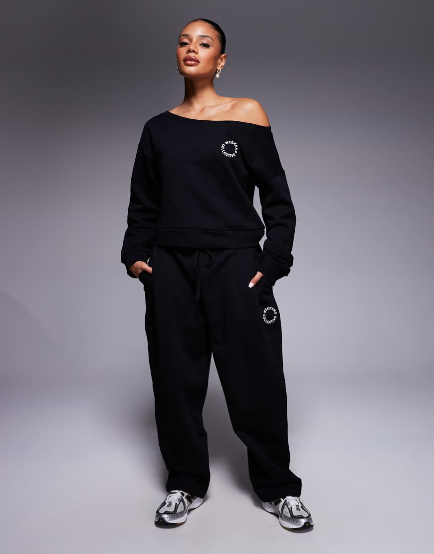 Weekend Collective - Hose in Schwarz mit abgerundetem Beinschnitt und Nahtdetail, Kombiteil von ASOS Weekend Collective