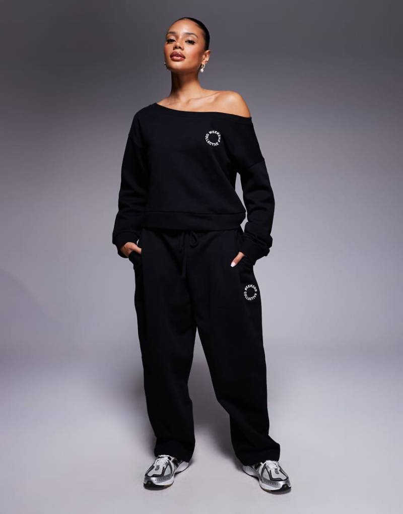 Weekend Collective - Hose in Schwarz mit abgerundetem Beinschnitt und Nahtdetail, Kombiteil von ASOS Weekend Collective