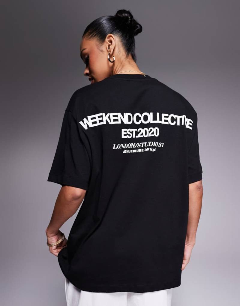Weekend Collective - Icon - Oversize-T-Shirt Schwarz mit dicker Schriftgrafik hinten von ASOS Weekend Collective