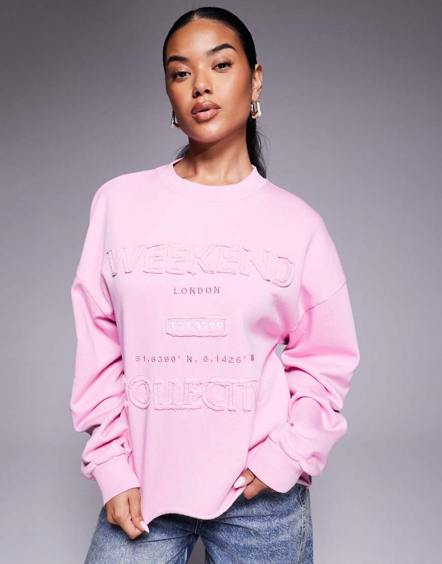 Weekend Collective - Sweatshirt in Rosa mit Applikation Weekend Collective - Sweatshirt in Rosa mit Applikation von ASOS Weekend Collective
