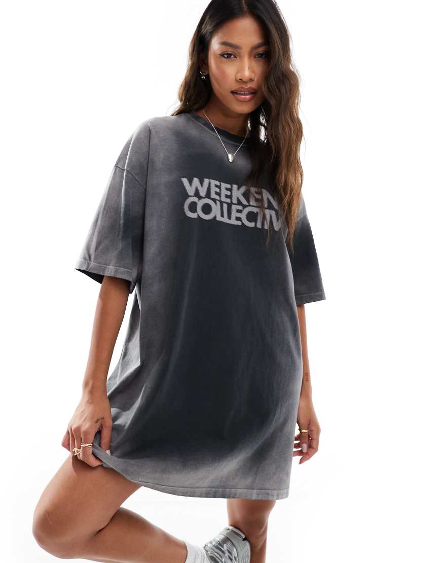 Weekend Collective - T-Shirt-Kleid in extremer Acid-Waschung-Bunt Weekend Collective - T-Shirt-Kleid in extremer Acid-Waschung-Bunt von ASOS Weekend Collective