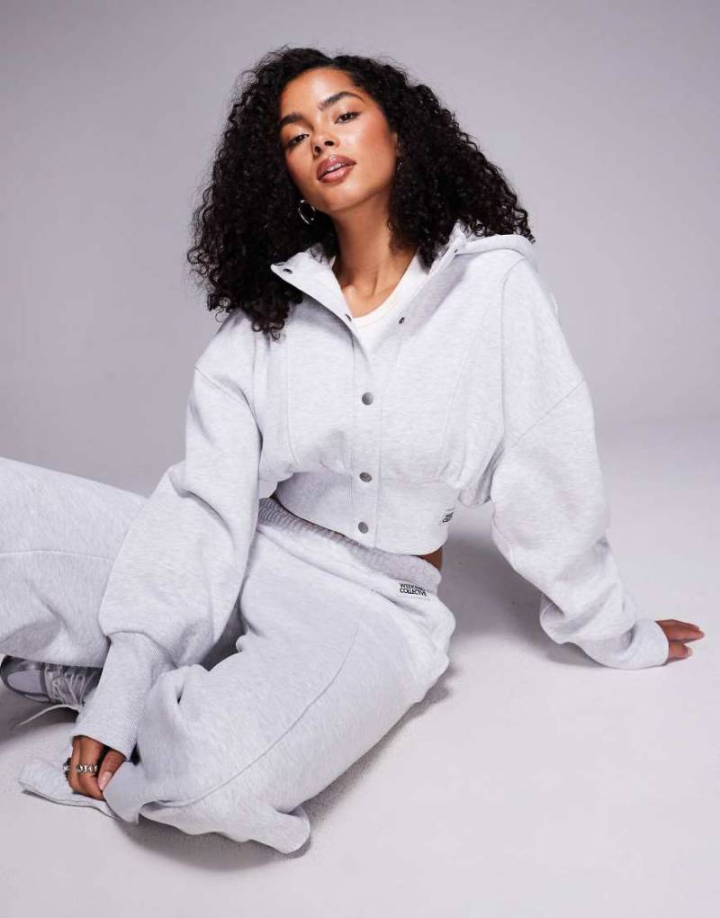Weekend Collective - Taillierte Kapuzenjacke in meliertem Grau mit Druckknopfleiste von ASOS Weekend Collective
