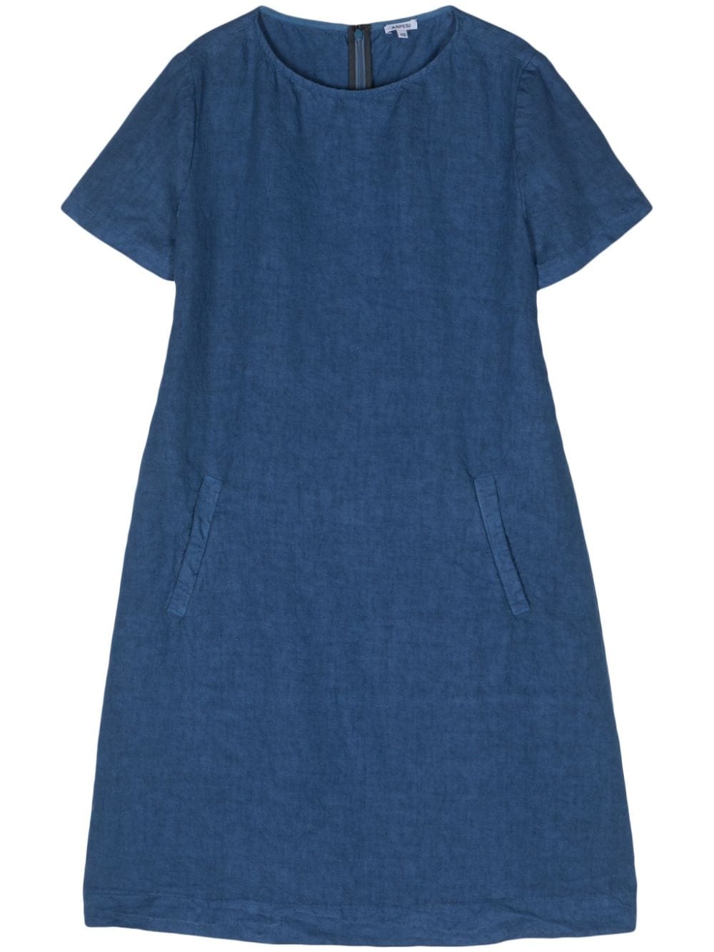 ASPESI Leinenkleid mit rundem Ausschnitt - Blau von ASPESI