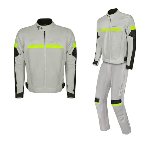 ASPIDEX Herren Motorradanzug Motorradanzüge Jacke und Reithose, grau, L von ASPIDEX
