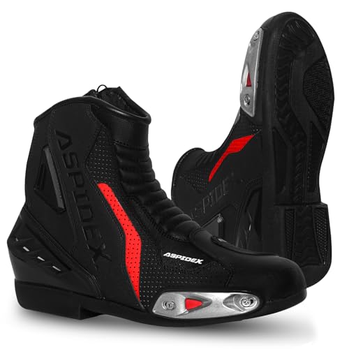 ASPIDEX Herren Motorradstiefel Leder Titanium-bt rot 41 EU ASPIDEX Herren Motorradstiefel Leder Titanium-bt rot 41 EU von ASPIDEX