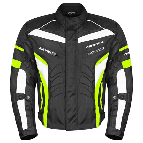 ASPIDEX Motorradjacke Herren Cordura-Rennjacken Amoured Schutzjacke für Motorrad, Flou Gelb, XXXXL von ASPIDEX